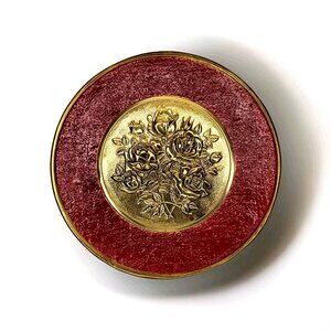 Vintage Embossed Brass Rose Decorative Wall Plate Made In England 12.25 in READ